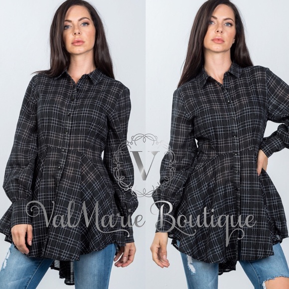 Plaid Boho Tunic Shirt - Picture 2 of 6